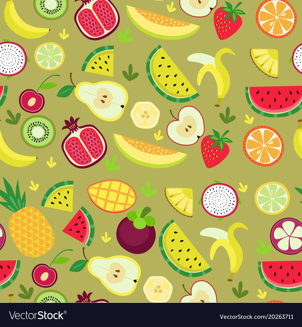 Fruity pattern on a colored background Royalty Free Vector