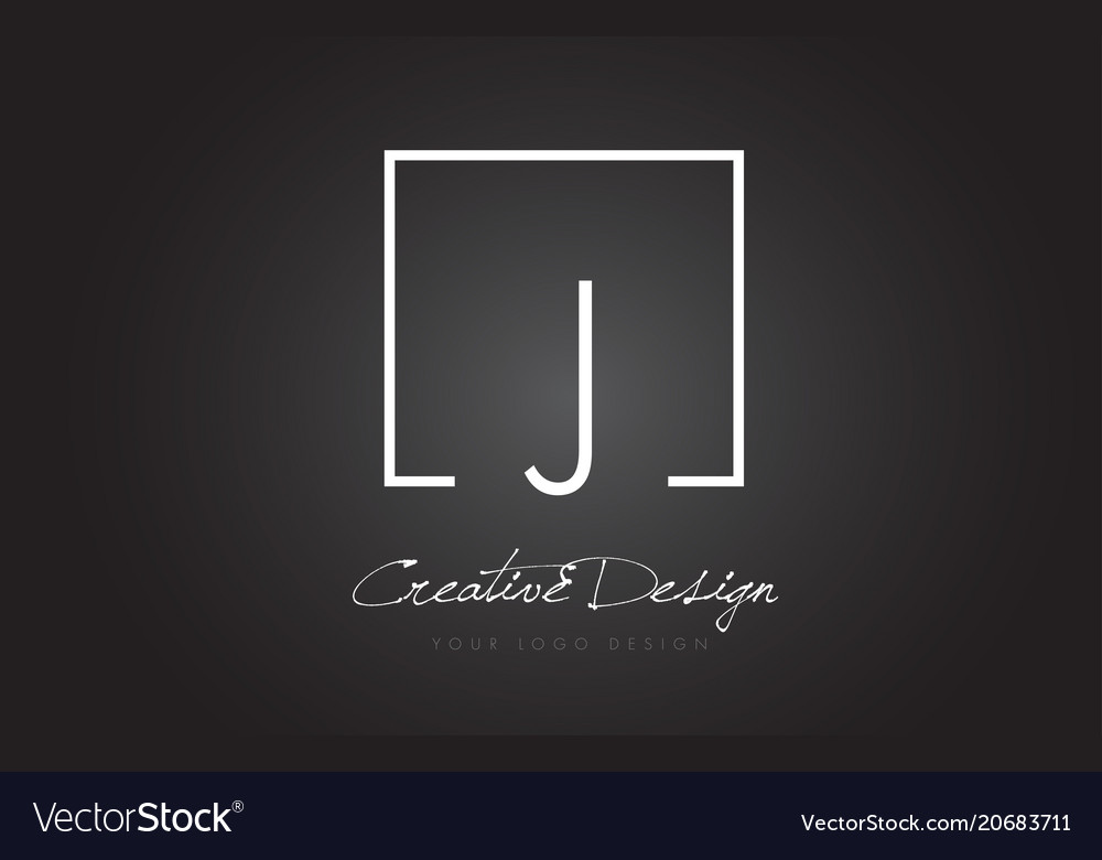 J Square Frame Letter Logo Design With Black And Vector Image