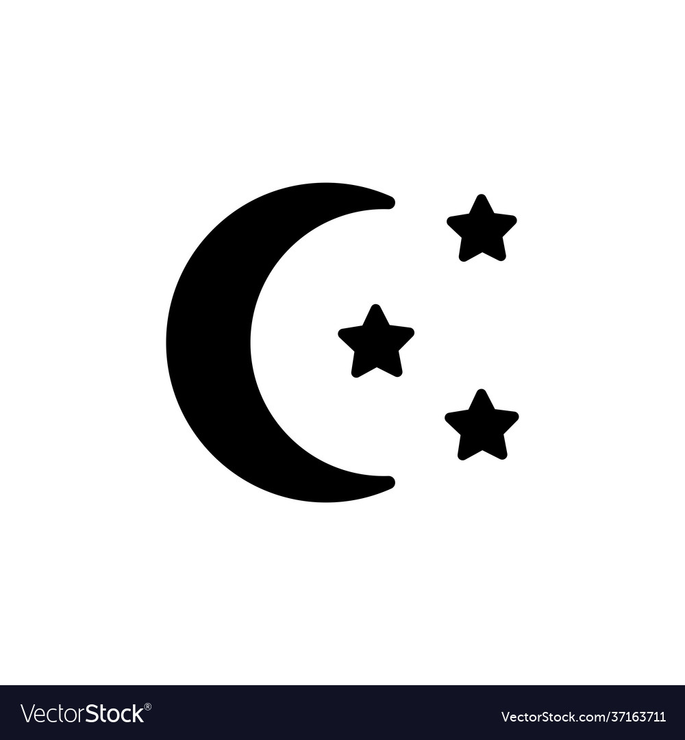 Moon and star glyph icon camping sign Royalty Free Vector