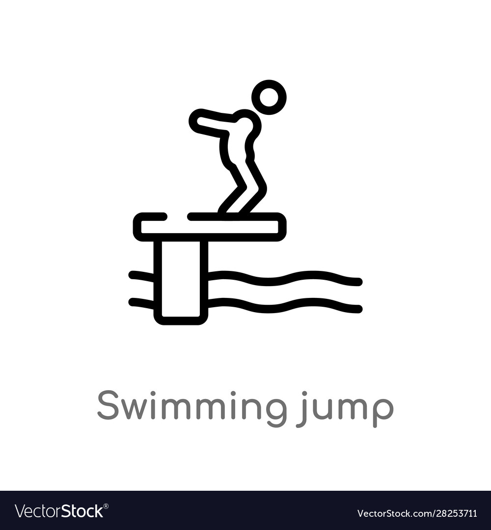 Outline swimming jump icon isolated black simple