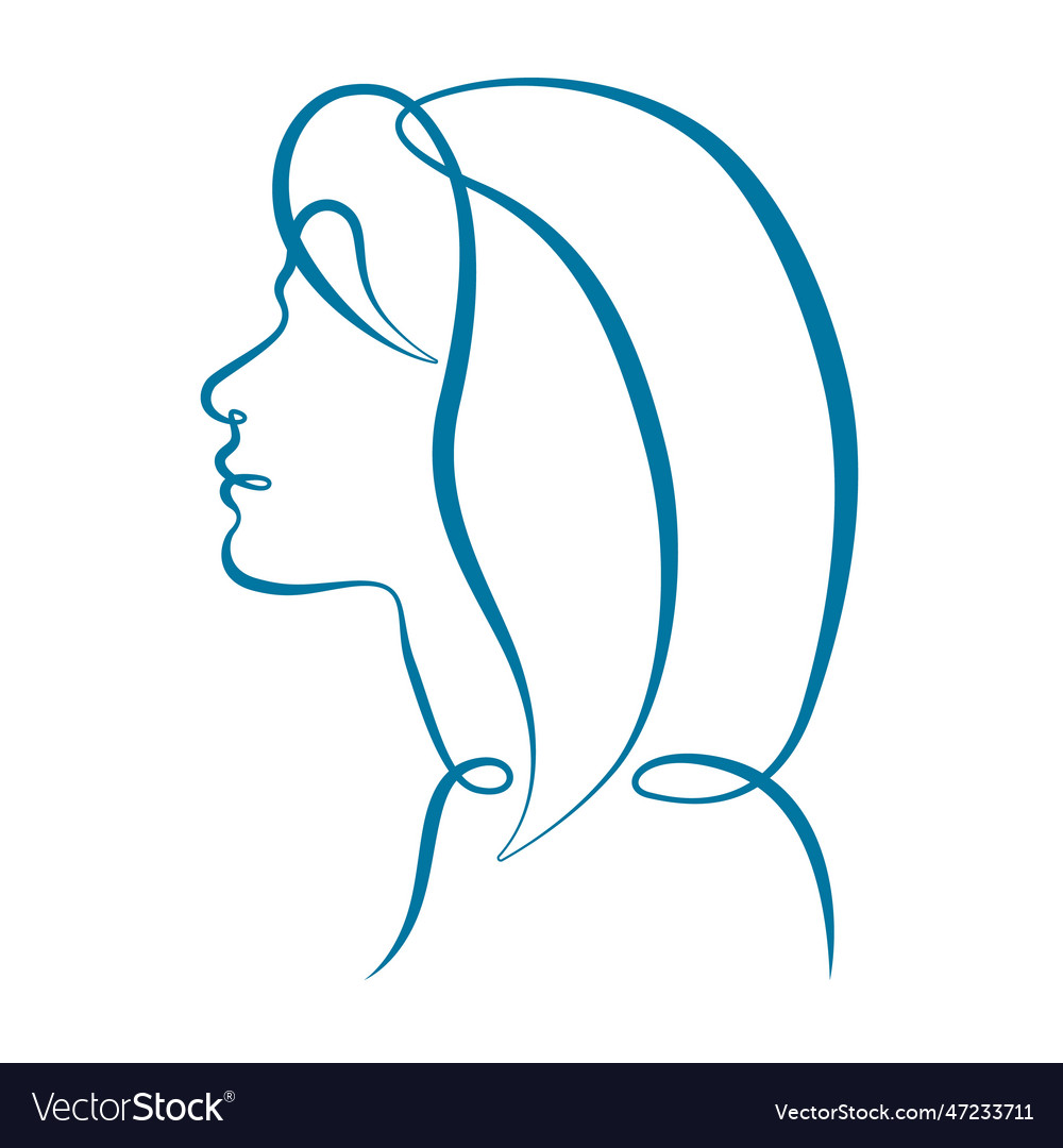 Portrait profile silhouette of a female head Vector Image