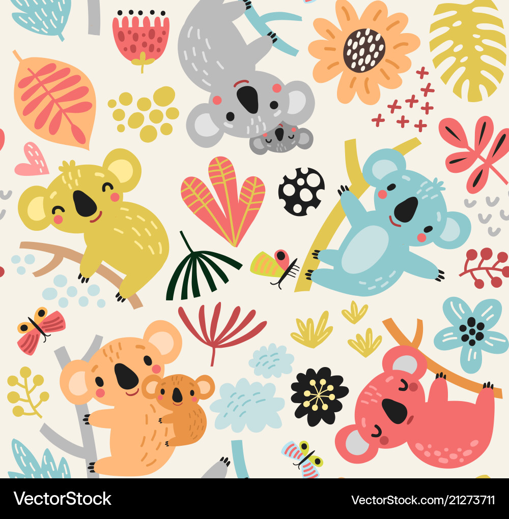 Seamless pattern with a koala Royalty Free Vector Image