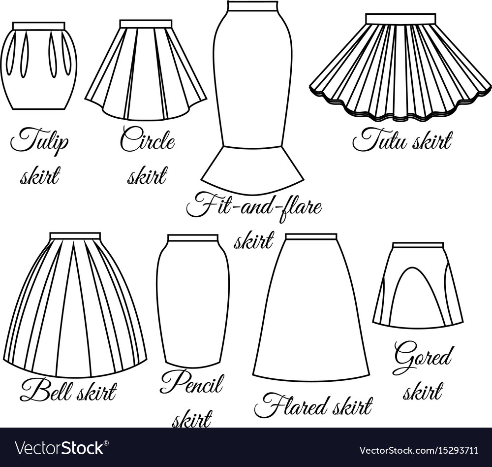 Styles skirts outline Royalty Free Vector Image