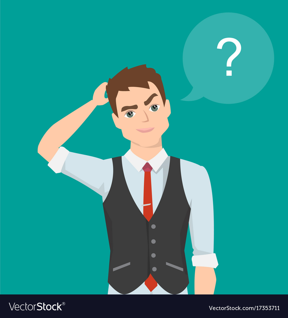 Thinking Man With Question Mark Cartoon Vector Illustration Stock My