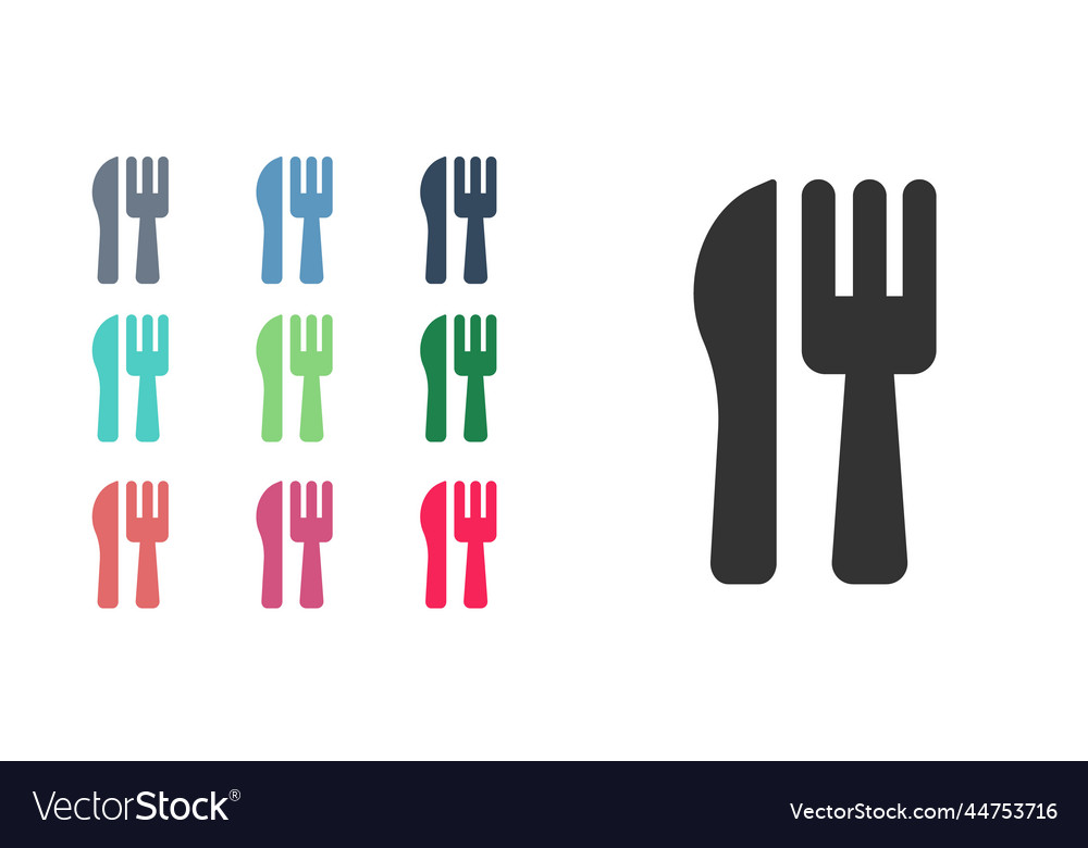 Black crossed knife and fork icon isolated Vector Image