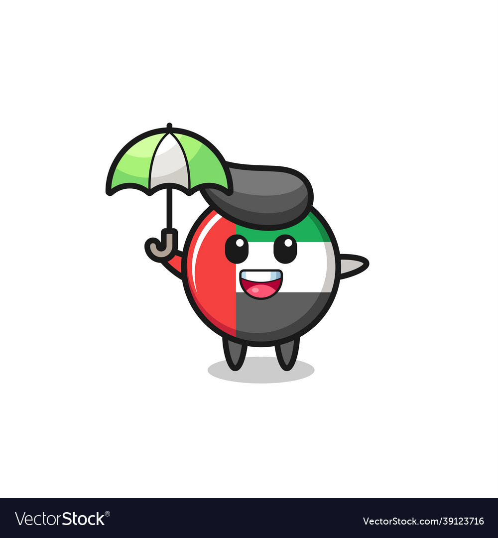 Cute uae flag badge holding an umbrella