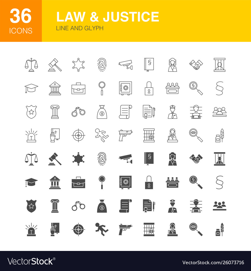 Law Justice Line Web Glyph Icons Royalty Free Vector Image