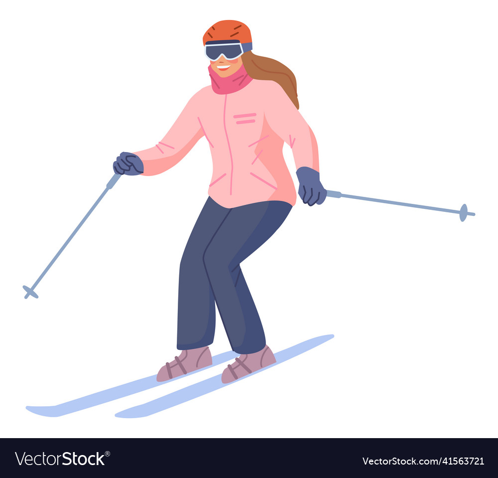 Active happy woman on skis winter season joy Vector Image