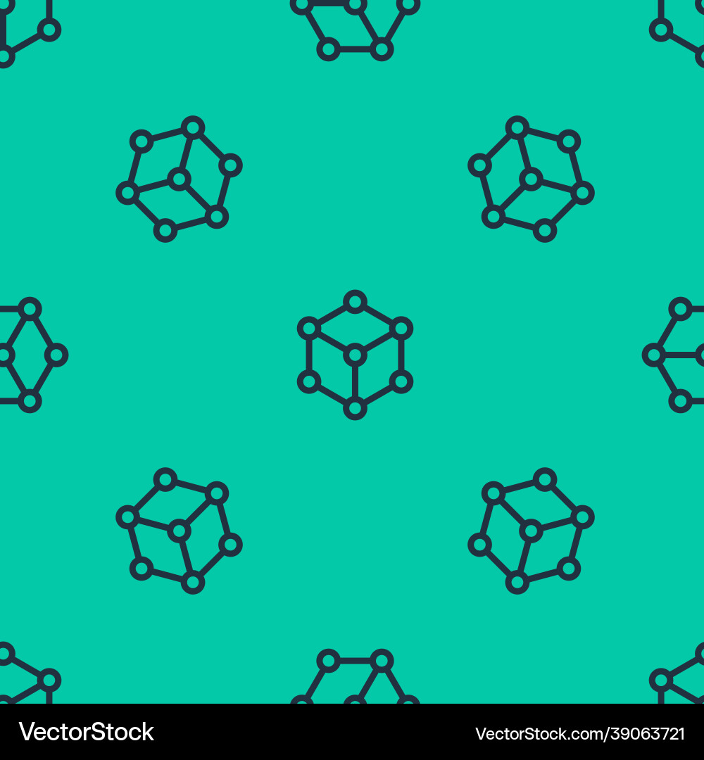 Blue line molecule icon isolated seamless pattern Vector Image