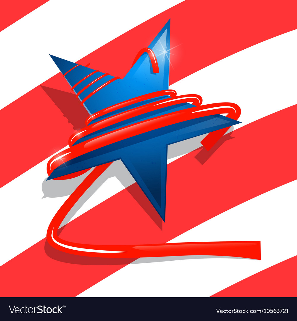 Blue star with red ribbon usa symbol - american