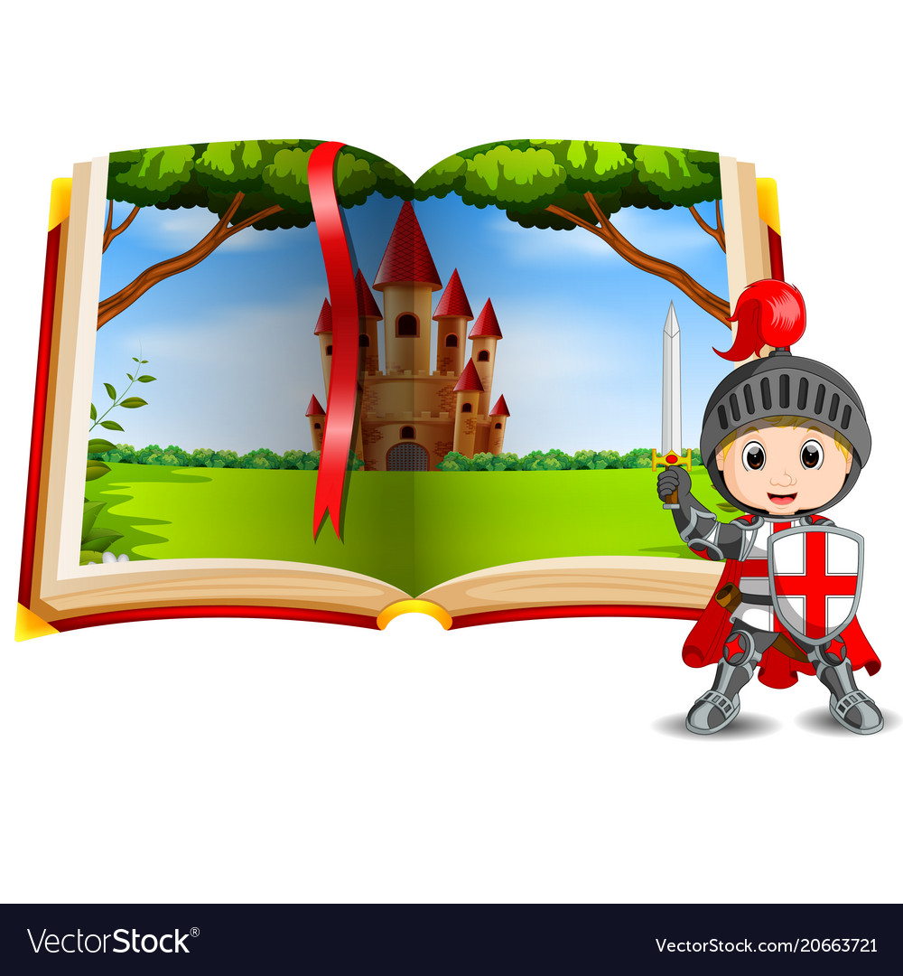 Castle scenery in the book and a knight