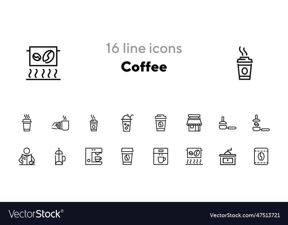 Coffee line icon set Royalty Free Vector Image