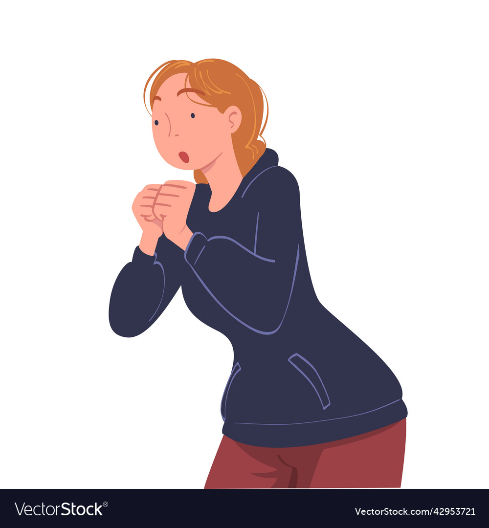 Gasping woman character feeling shock expressing Vector Image