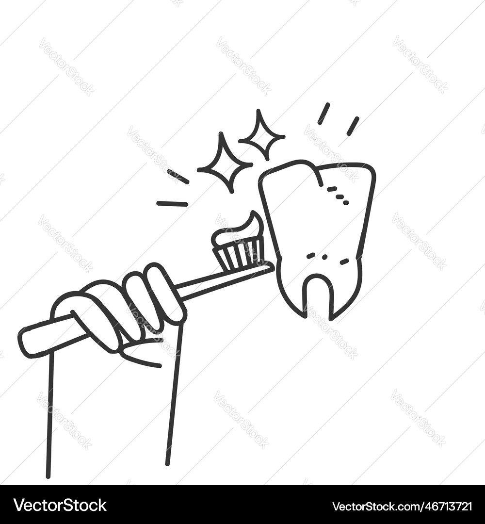 Hand drawn doodle toothbrush with toothpaste Vector Image