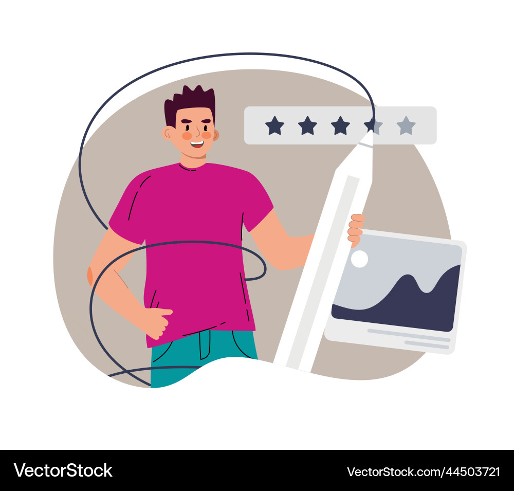 Man with stylus ui ux designer arrangement Vector Image