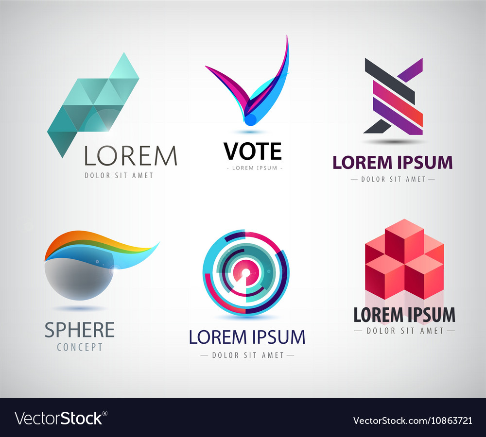 Set Of Abstract Logo Design Web Icons 3d Vector Image