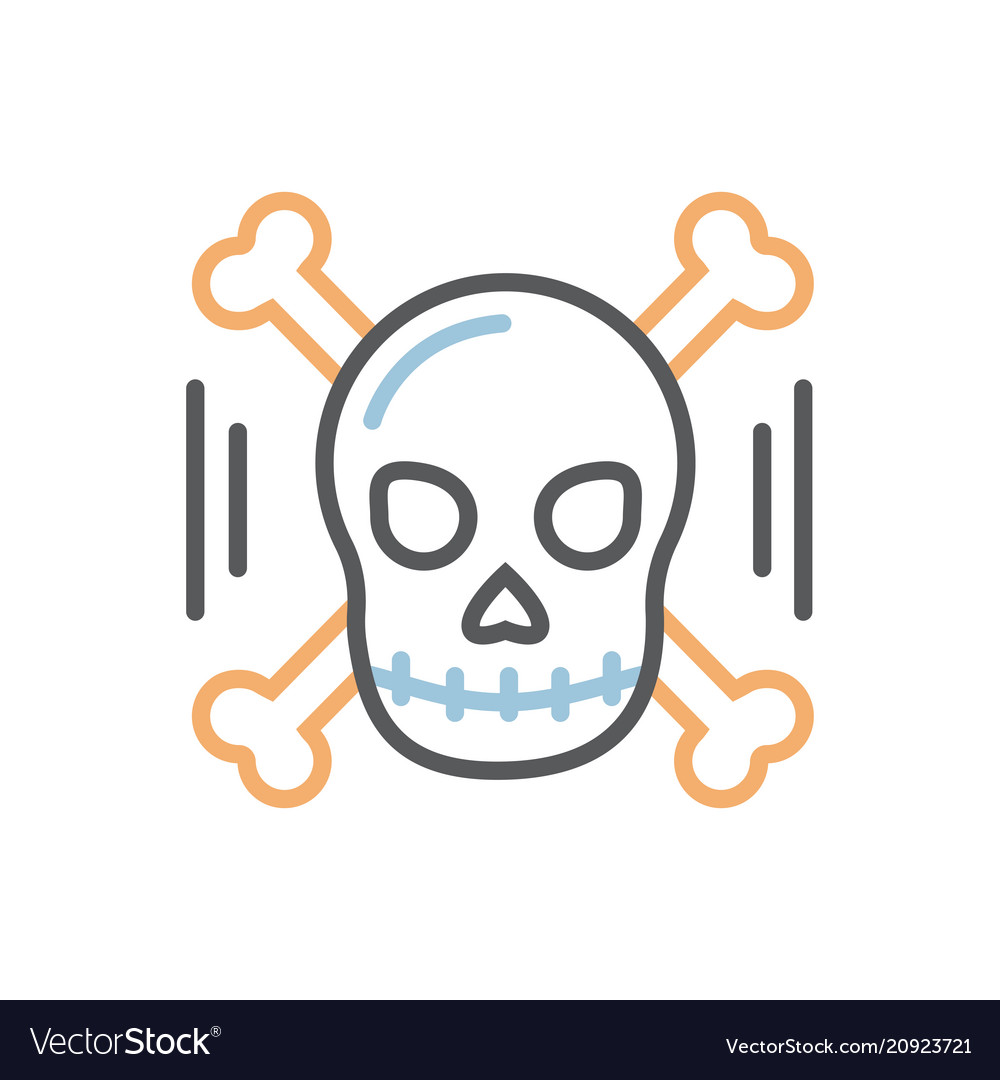 Skull with bones icon thin line isolated