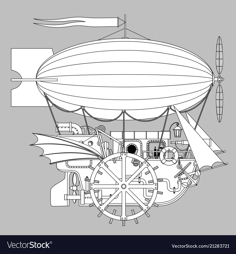 vintage steampunk template with a complex vector image