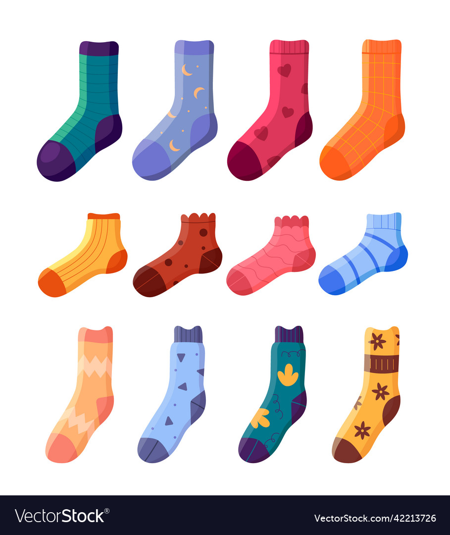 A collection of stylish socks different