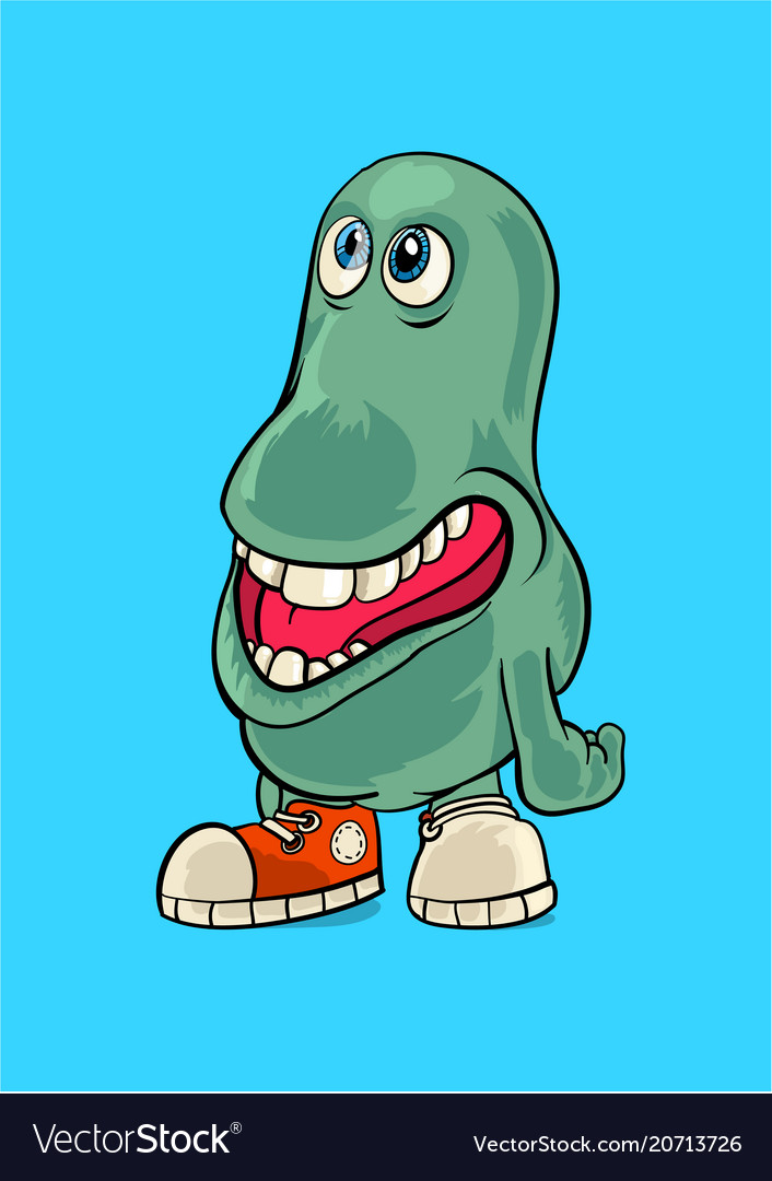 A green smiling mini monster