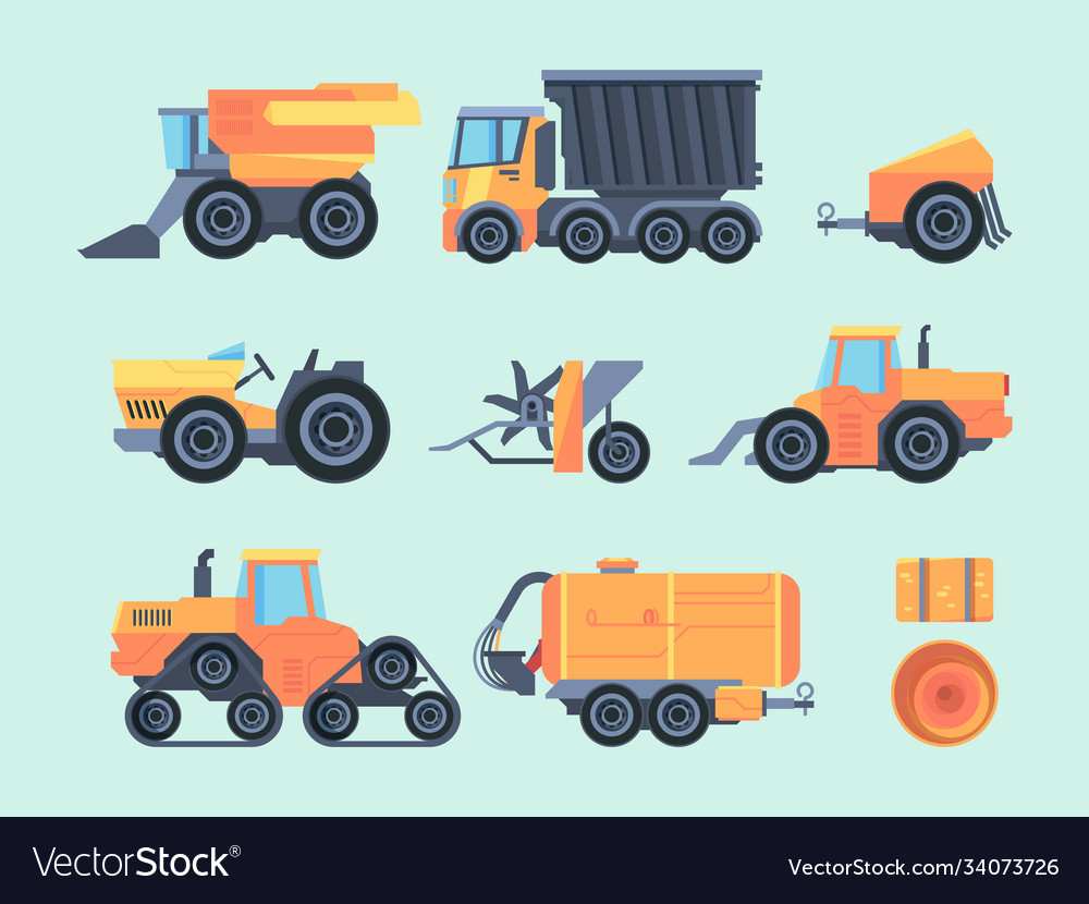 Agricultural mechanisms and machines set farm Vector Image