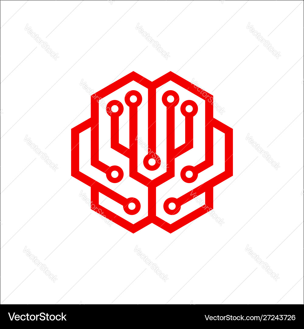 Brain tech logo design template Royalty Free Vector Image