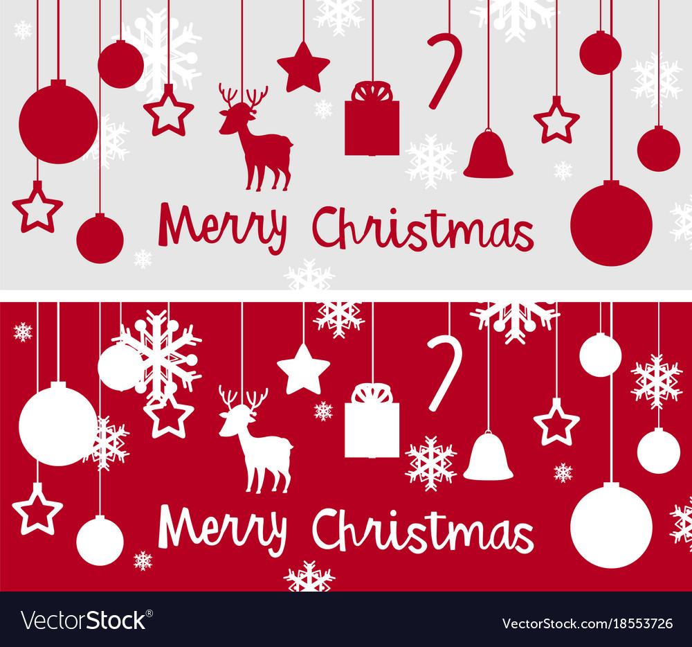 Christmas Card Template With Many Ornaments Vector Image