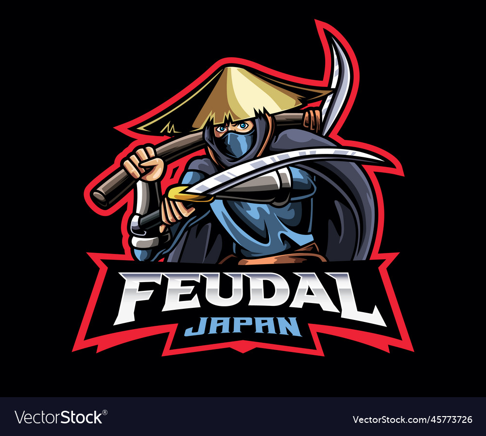 Feudal warrior mascot logo design Royalty Free Vector Image