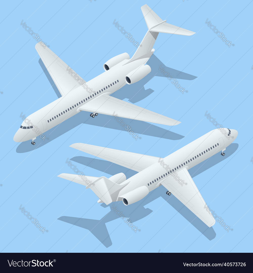 Isometric airplanes on blue background industrial Vector Image