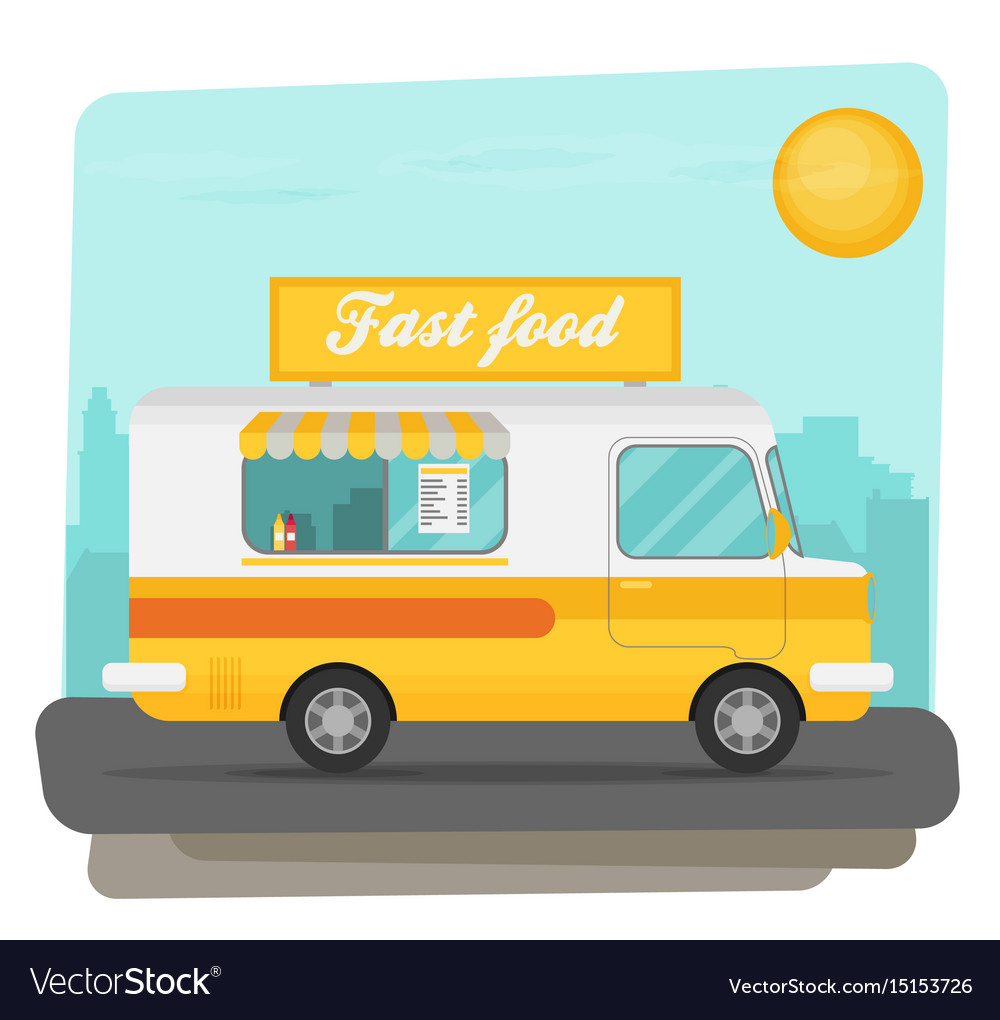 Street food truck caravan burger van Royalty Free Vector