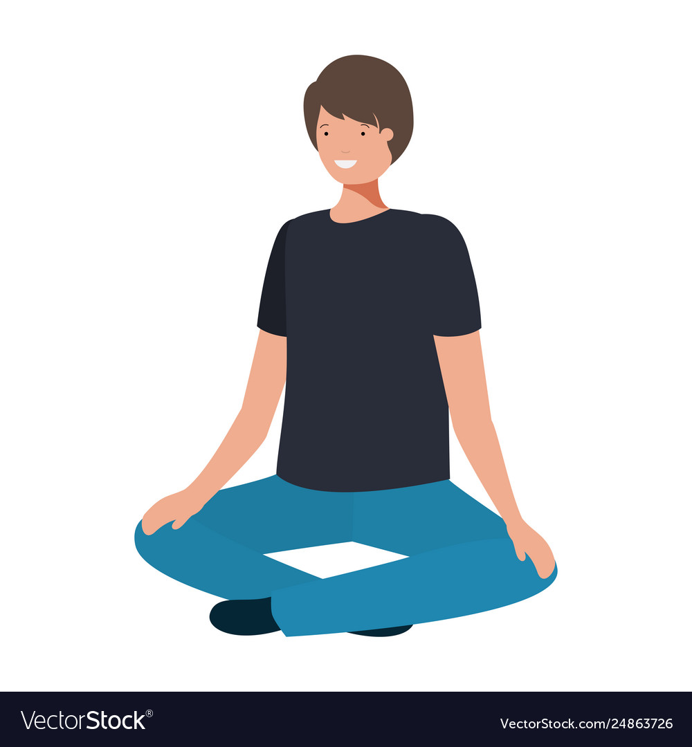 Young man with crossed feet avatar character Vector Image