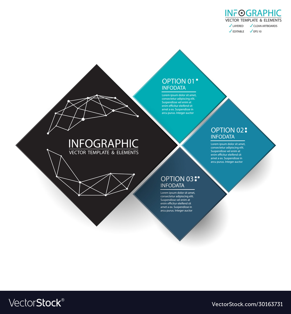 Abstract element infographics 3 step design