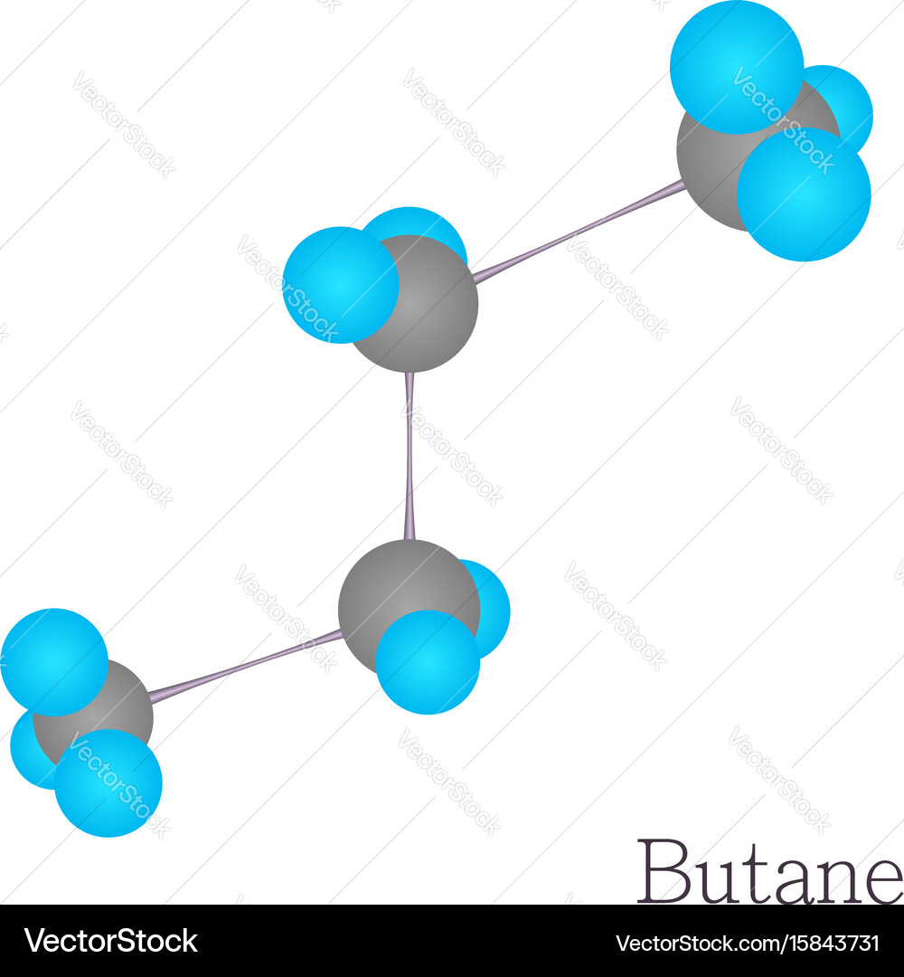 Butane 3d molecule chemical science cartoon style Vector Image