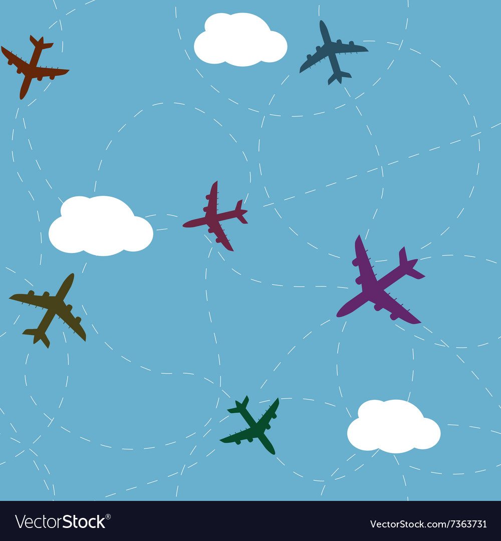 Cartoon airplane path seamless pattern Royalty Free Vector Cartoon airplane path seamless pattern Royalty Free Vector