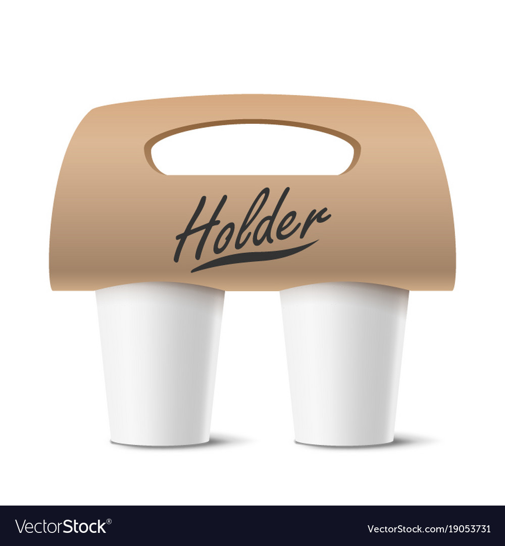 Download Coffee Cups Holder Realistic Mockup Empty Vector Image