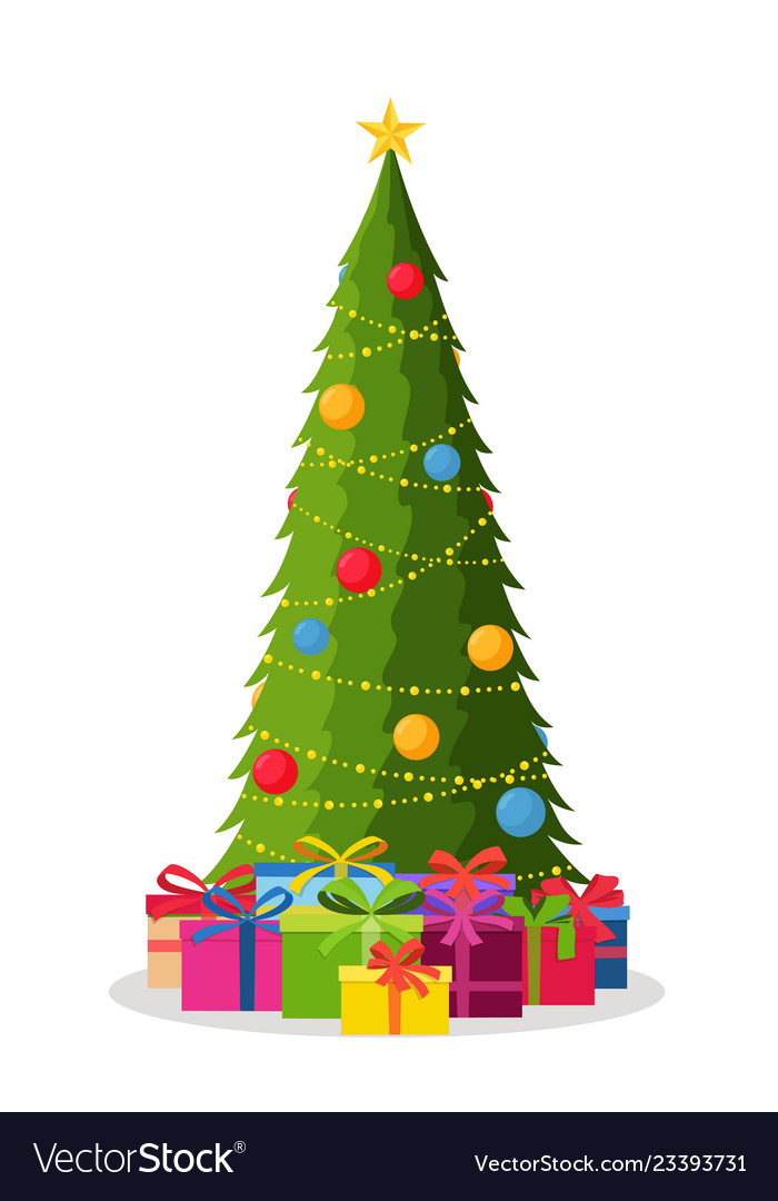 Decorated christmas tree with decorations Vector Image