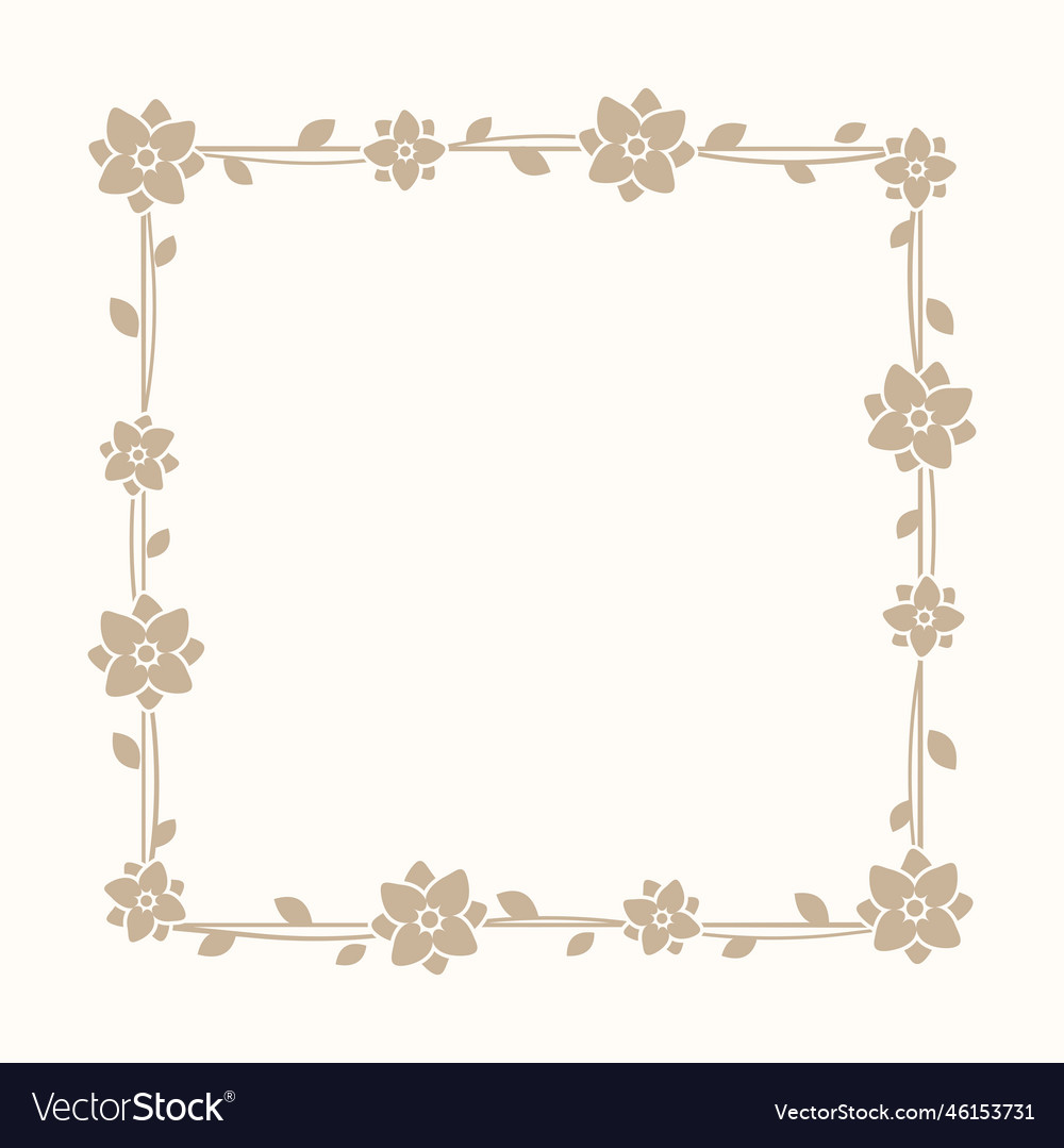 Floral beige square frame botanical boho border Vector Image