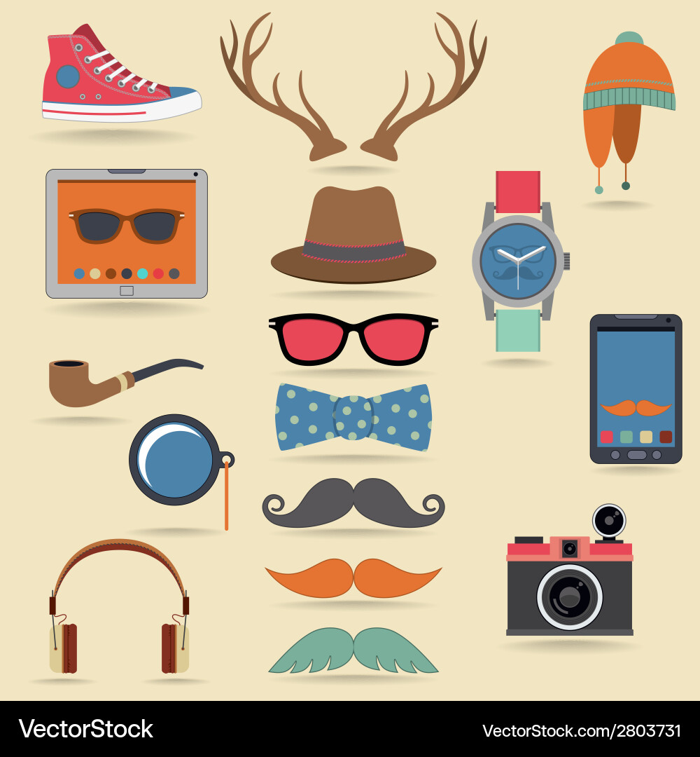Hipster elements set Royalty Free Vector Image