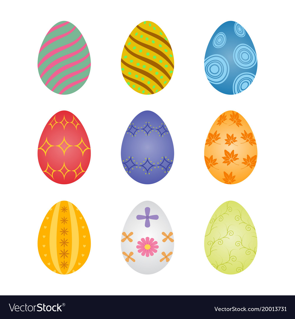 Set Of Colorful Easter Eggs With Abstract Patterns Vector Image