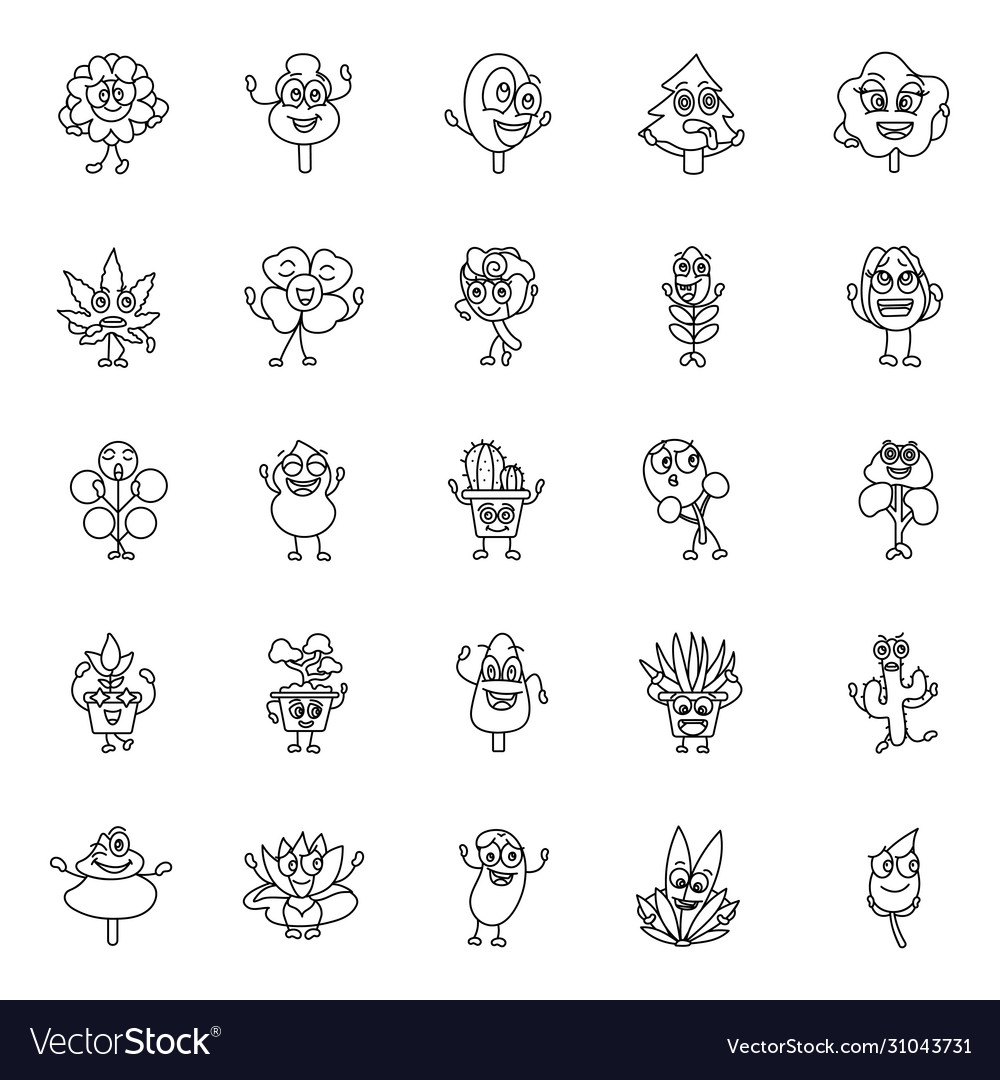 Spring flowers doodle icons pack