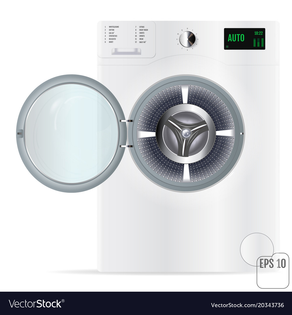 Open modern white washing machine