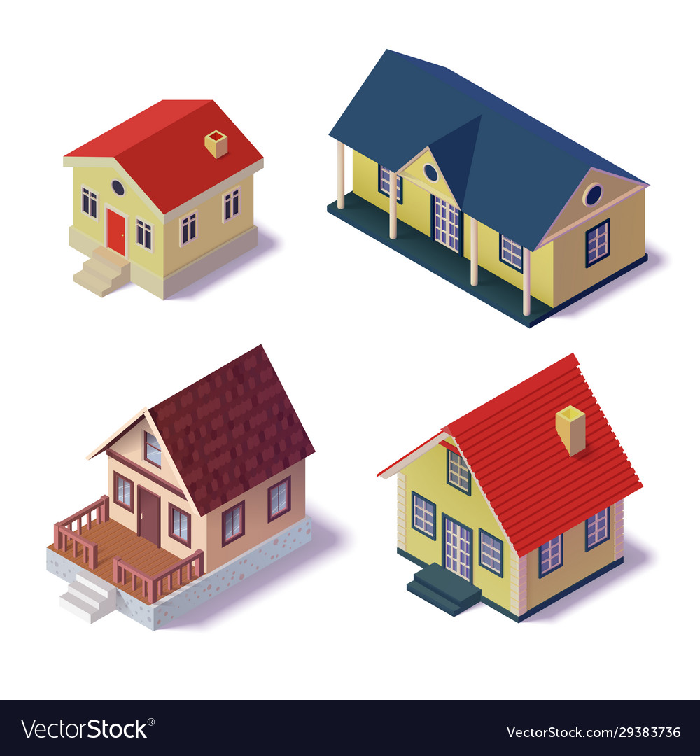 Set isometric country house the poster for sale