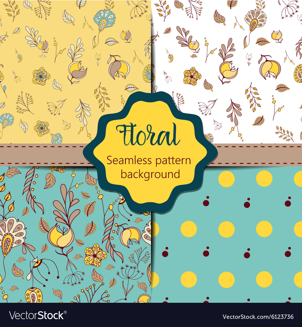 Set of floral vintage seamless pattern collection