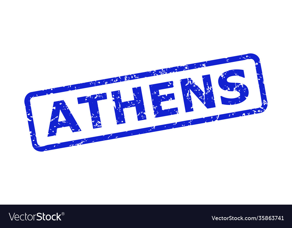 Athens stamp with distress style and rounded Vector Image