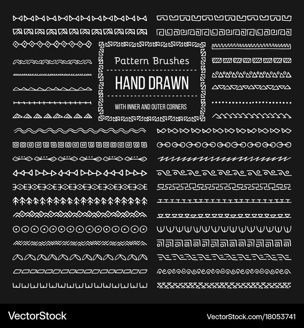 Ethnic style pattern brushes set Royalty Free Vector Image