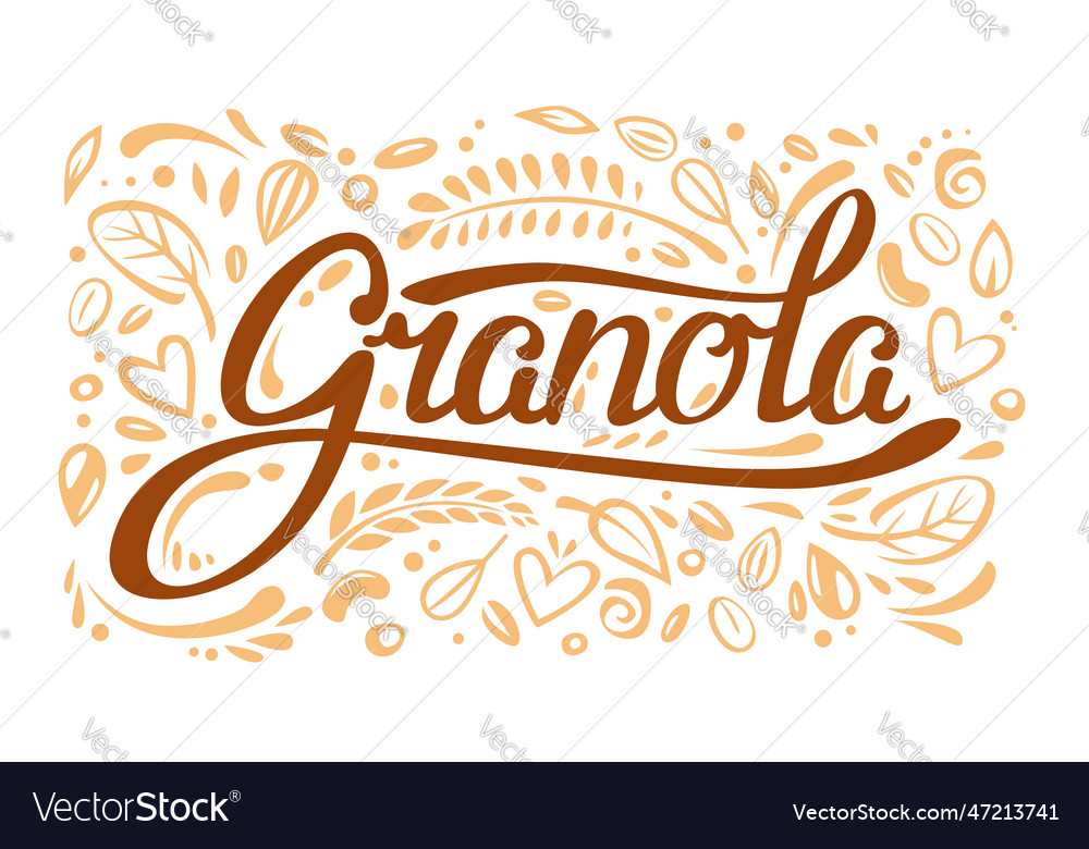 Granola cereal food label or outline background Vector Image