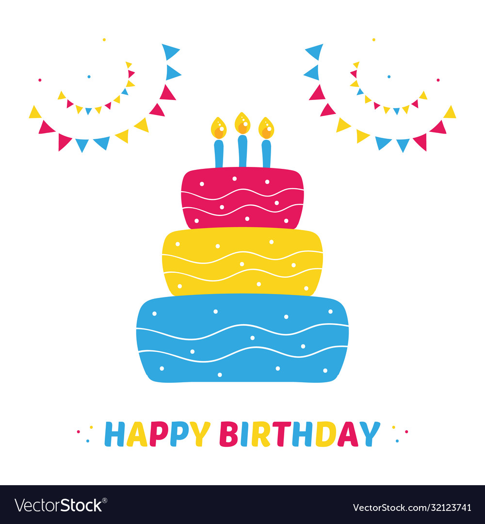 Happy birthday cartoon colorful card Royalty Free Vector