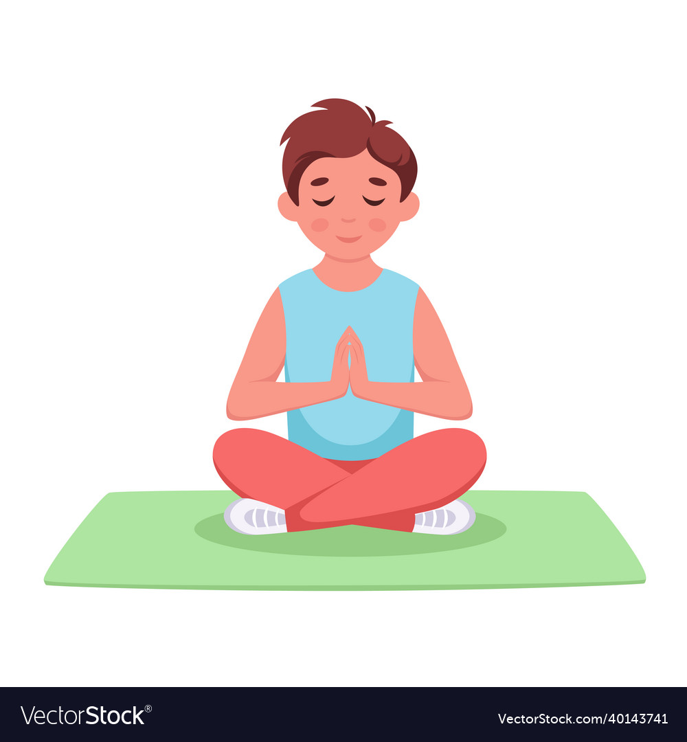 Little boy meditating in lotus pose Royalty Free Vector