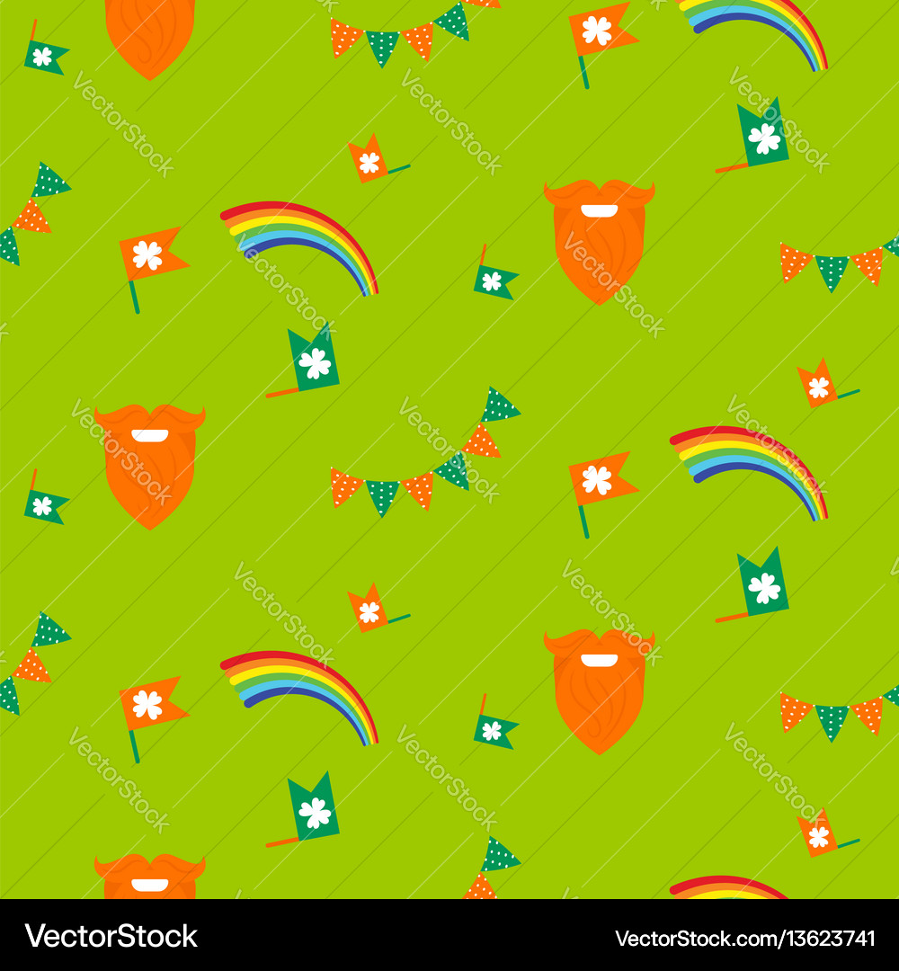 Red beard rainbow and bunting seamless pattern Vector Image