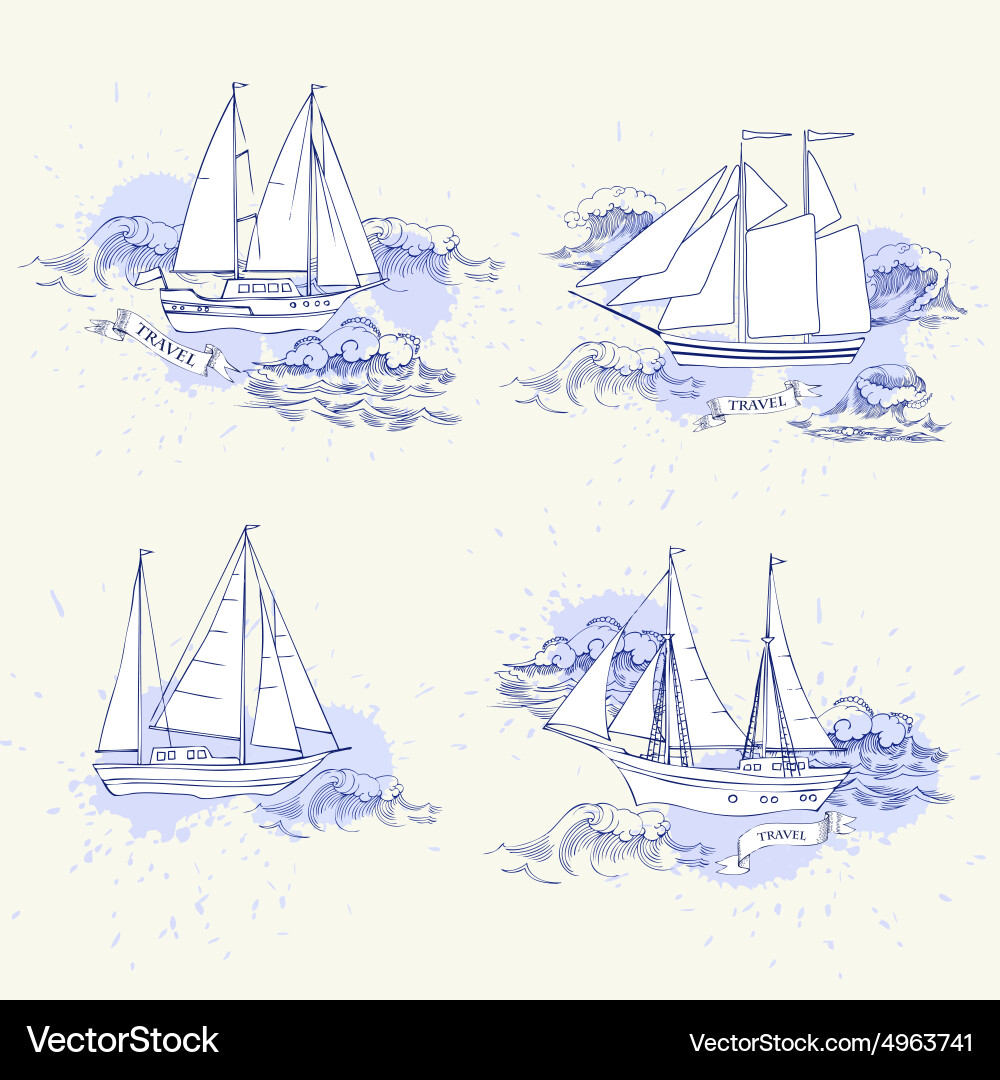 Sea travel elements set Royalty Free Vector Image